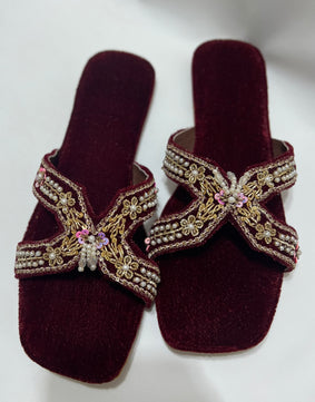 Velour slides maroon