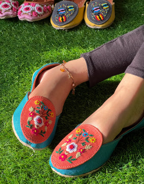 Peach turquoise Loafers